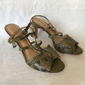 Antonio Melani Green Snake Print Leather Heels